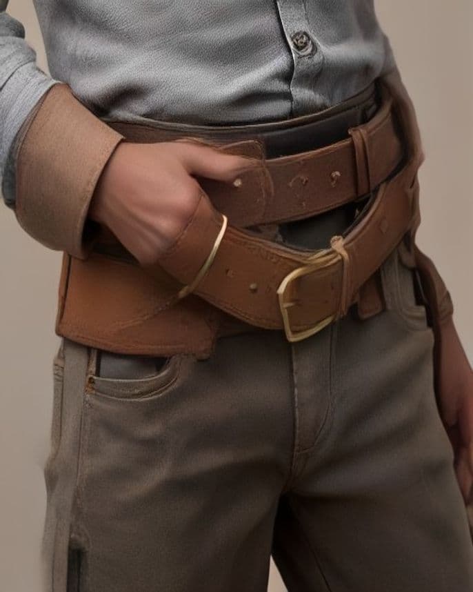 Ceinture en cuir brun à boucle laiton