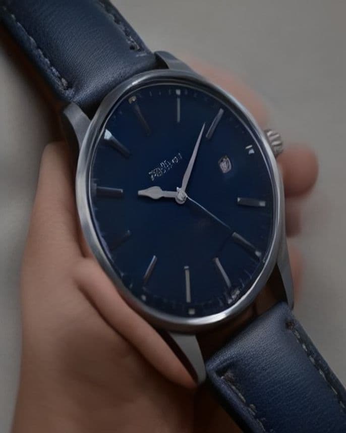 Montre classique cadran bleu nuit