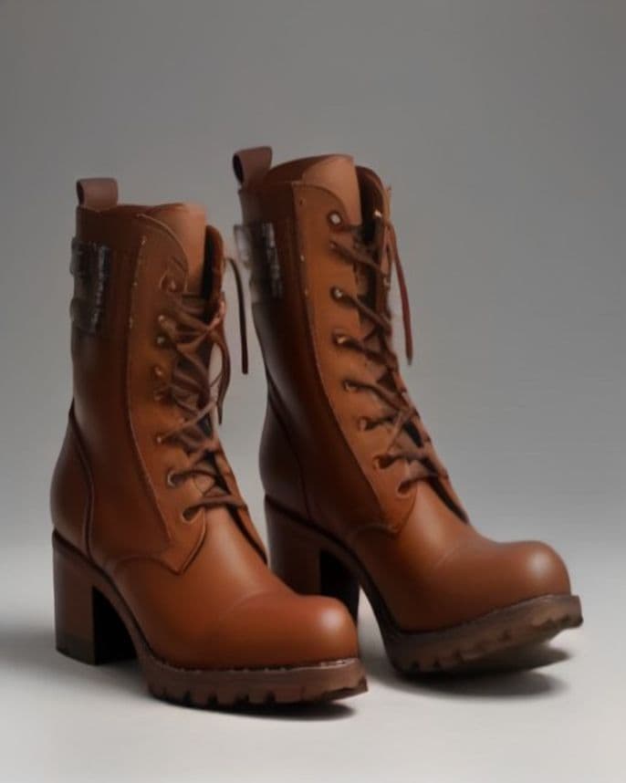 Bottines à lacets en cuir cognac