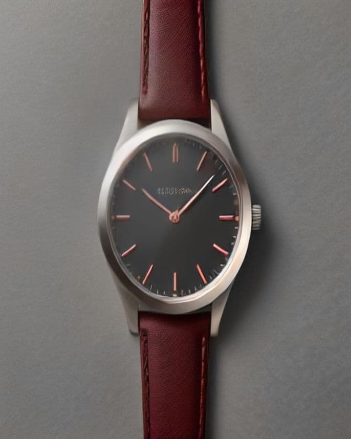 Montre bracelet cuir bordeaux