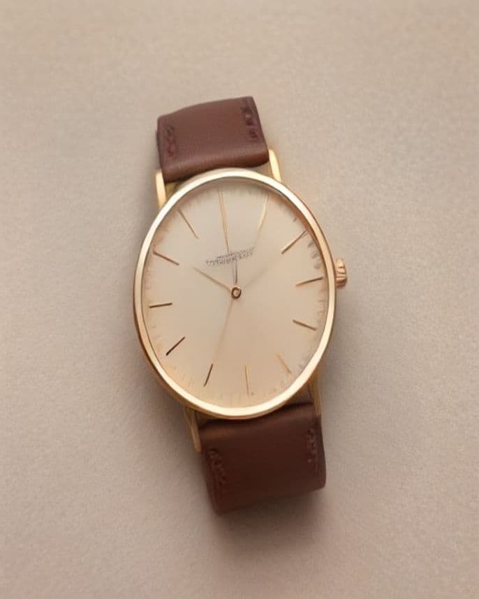 Montre bracelet cuir boîtier doré