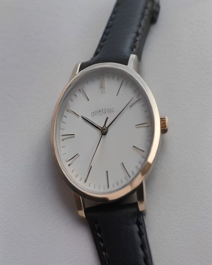 Montre bracelet cuir cadran blanc