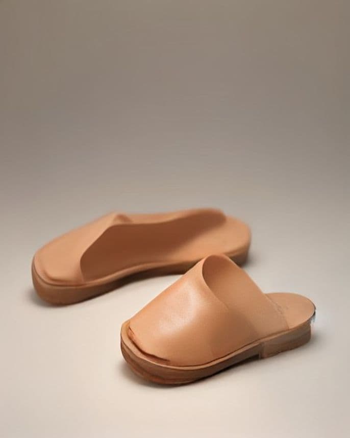 Mules en cuir naturel