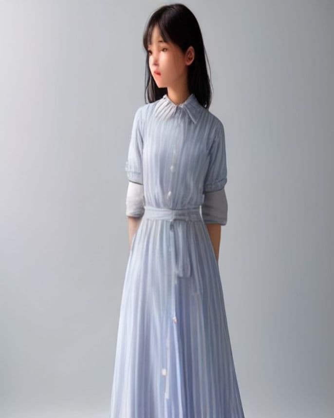 Robe longue chemise en coton rayé