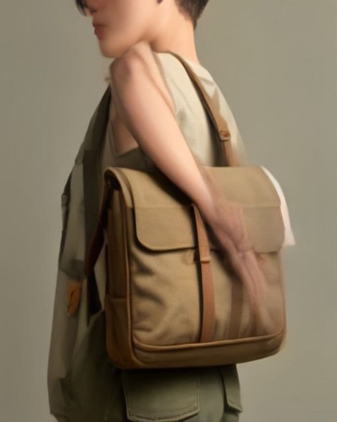 Sacoche en toile enduite et cuir
