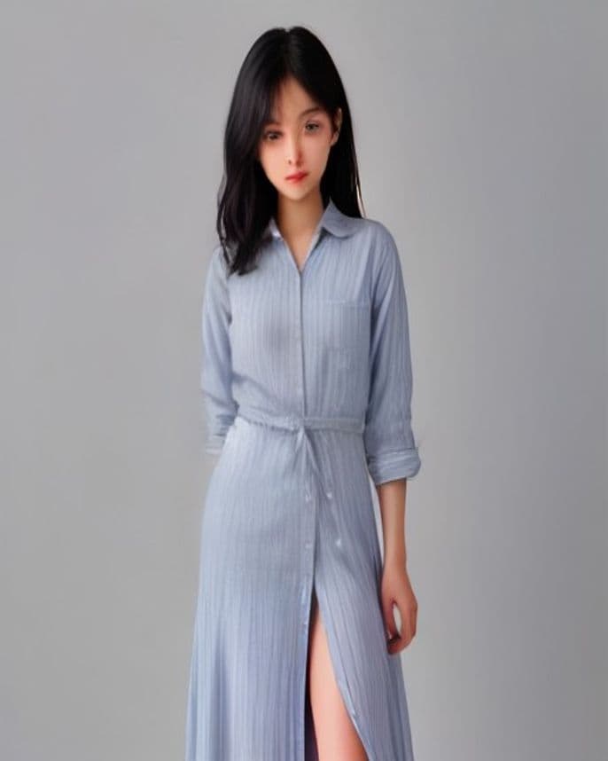 Robe chemise d'été en popeline rayée