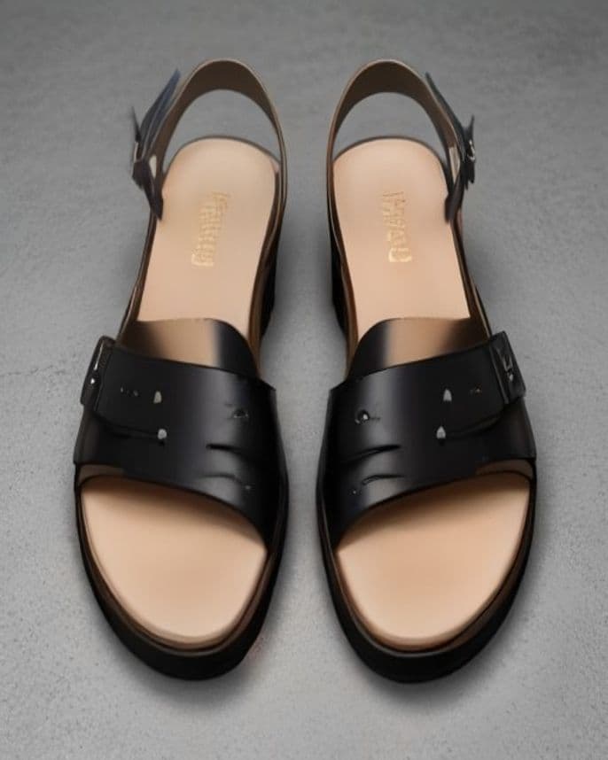 Sandales à trois brides en cuir noir