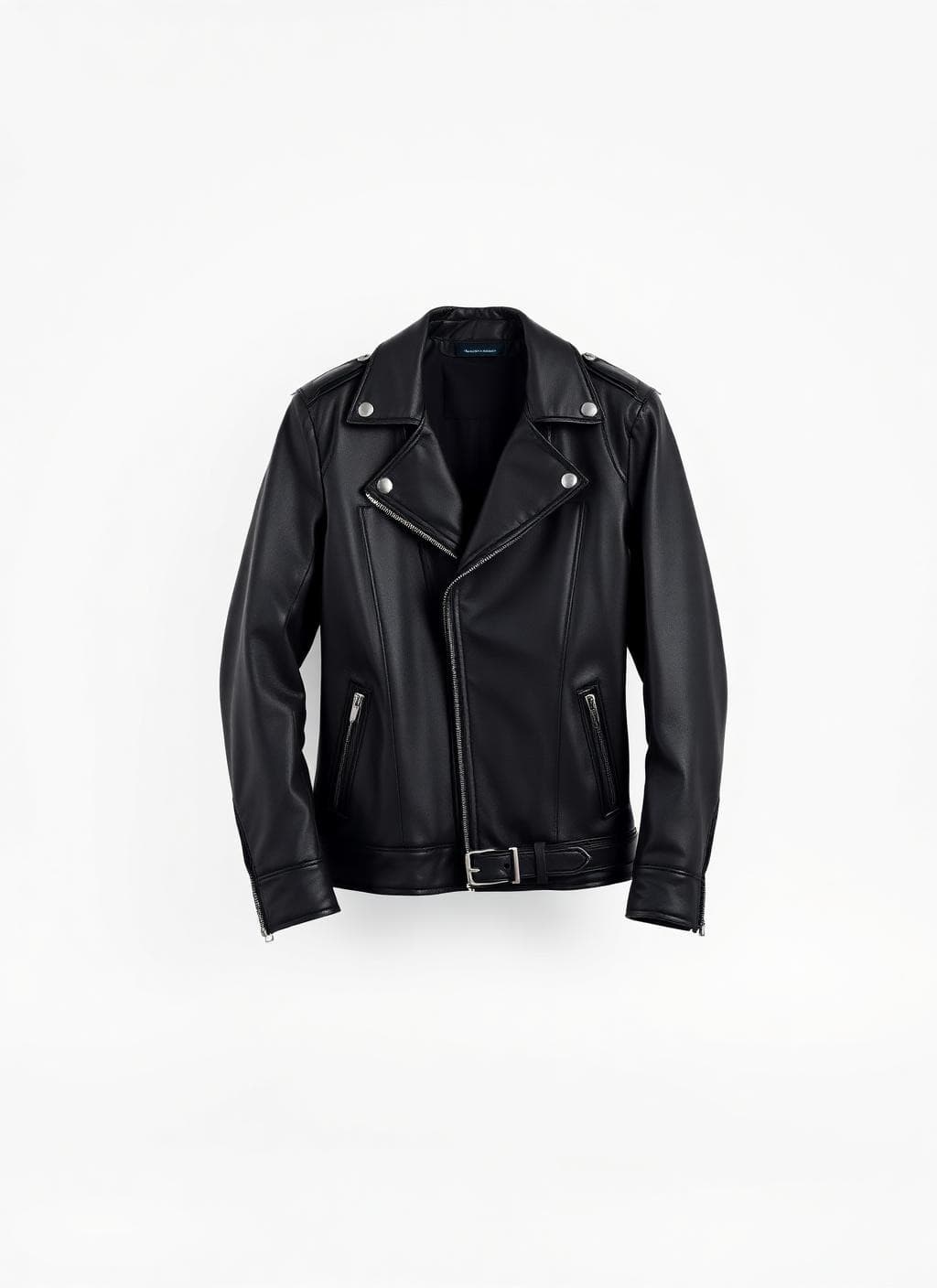 Veste motard en cuir noir